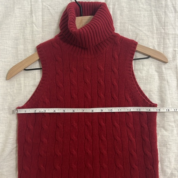 Brooks Brothers Cable Knit Sleeveless Turtleneck Sweater Cashmere Wool Size Smal - Picture 5 of 7